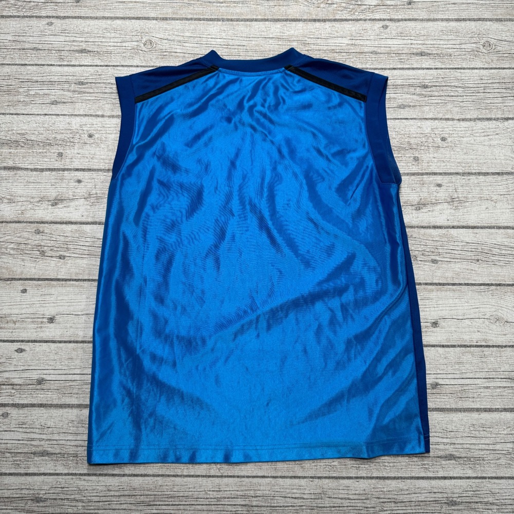 Y2K Nike Basketball Jersey Men's XL Blue Swoosh Gym Sleeveless V-Neck Silver Tag - Picture 3 of 9
